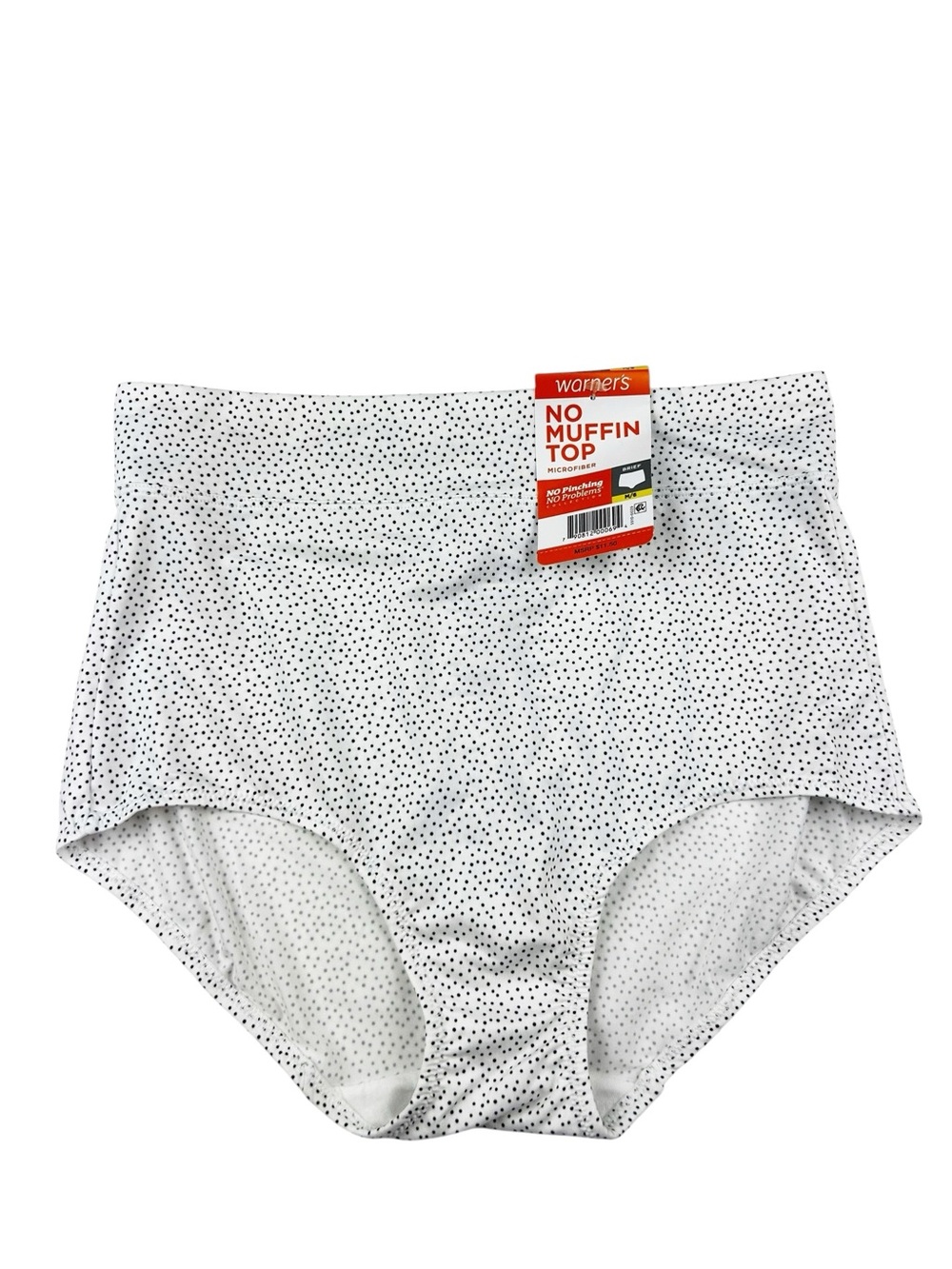 Warner's High-Waist No Muffin Top White with Black Dot Brief Size Medium
